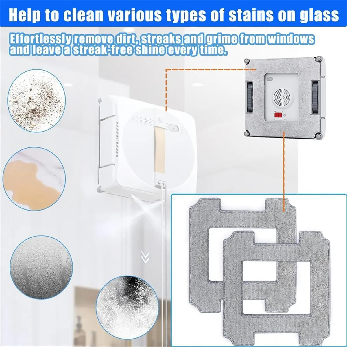 A36R لـ Winbot W1 / W1 Pro / W2 / W2 Omni روبوتات تنظيف النوافذ، قماش تنظيف روبوت مُنظف النوافذ