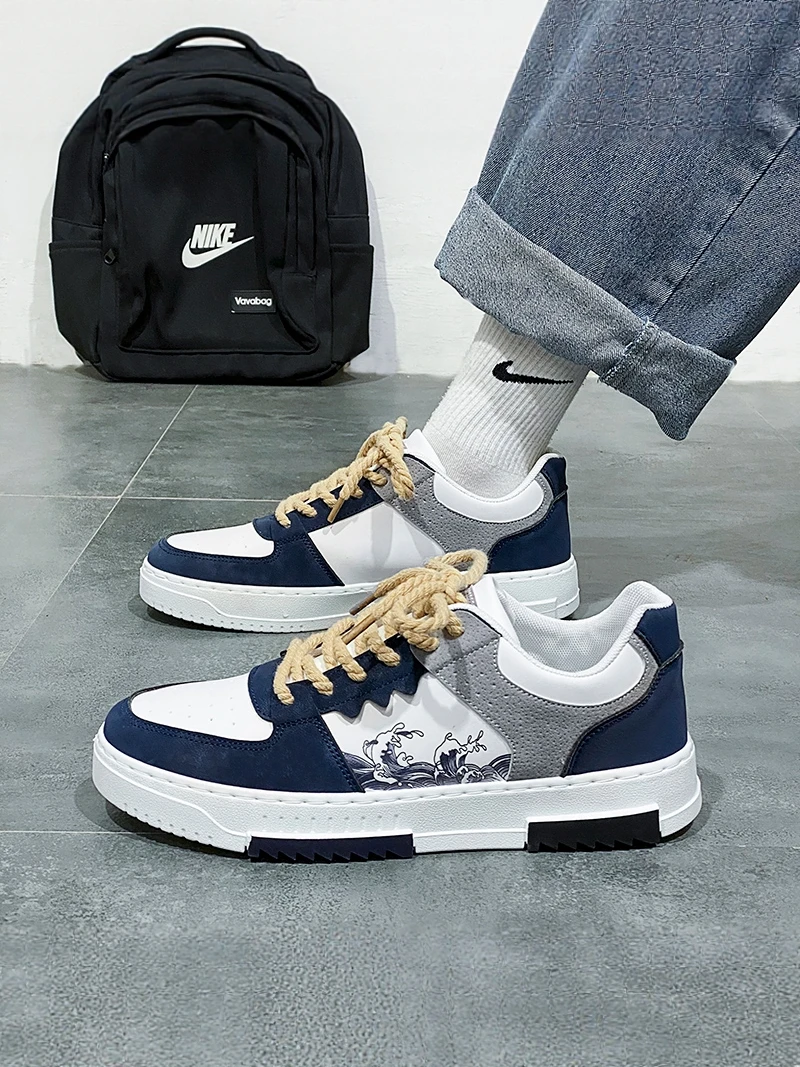 Men's Casual Sports Shoes PT Men's Flat Shoes Travel Thick Bottom Leisure Design Trendy Shoes Comfortable Breathable Mesh Inner