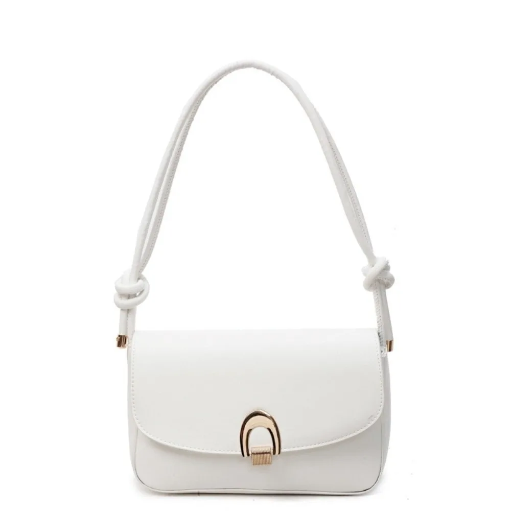 

Korean Vintage Buckle Shoulder Bag Leisure Solid Color Women's Armpit Bag Adjustable Cuasal PU Leather Handbag Girls