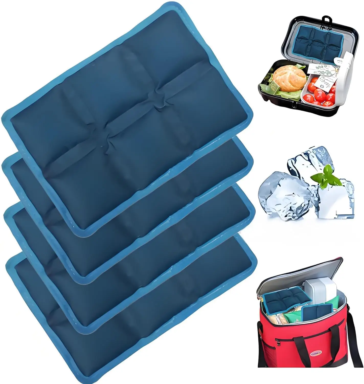 4 Stück Eispacks für Lunchboxen & Kühltaschen Schlanke Wiederverwendbare Wasserabsorbierende Lunchbox-Kühlpacks für Lebensmittelfrische Picknick, Camping