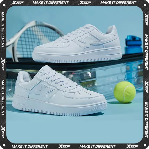 Xtep Donna Uomo Scarpe da skateboard Antiscivolo Casual Bianco Coppia Scarpe da ginnastica da skate Uomo Donna Scarpe di marca di lusso 881219319851