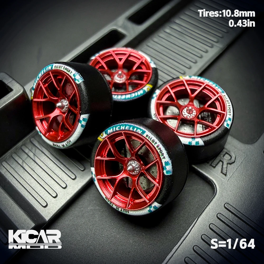 Kicarmod 1/64 Resin "Dove" Center Lock Rennmodell-Räder 10,8 mm mit Gummireifen & dynamischen Lagern für MINIGT 911 R8 – Detail 7