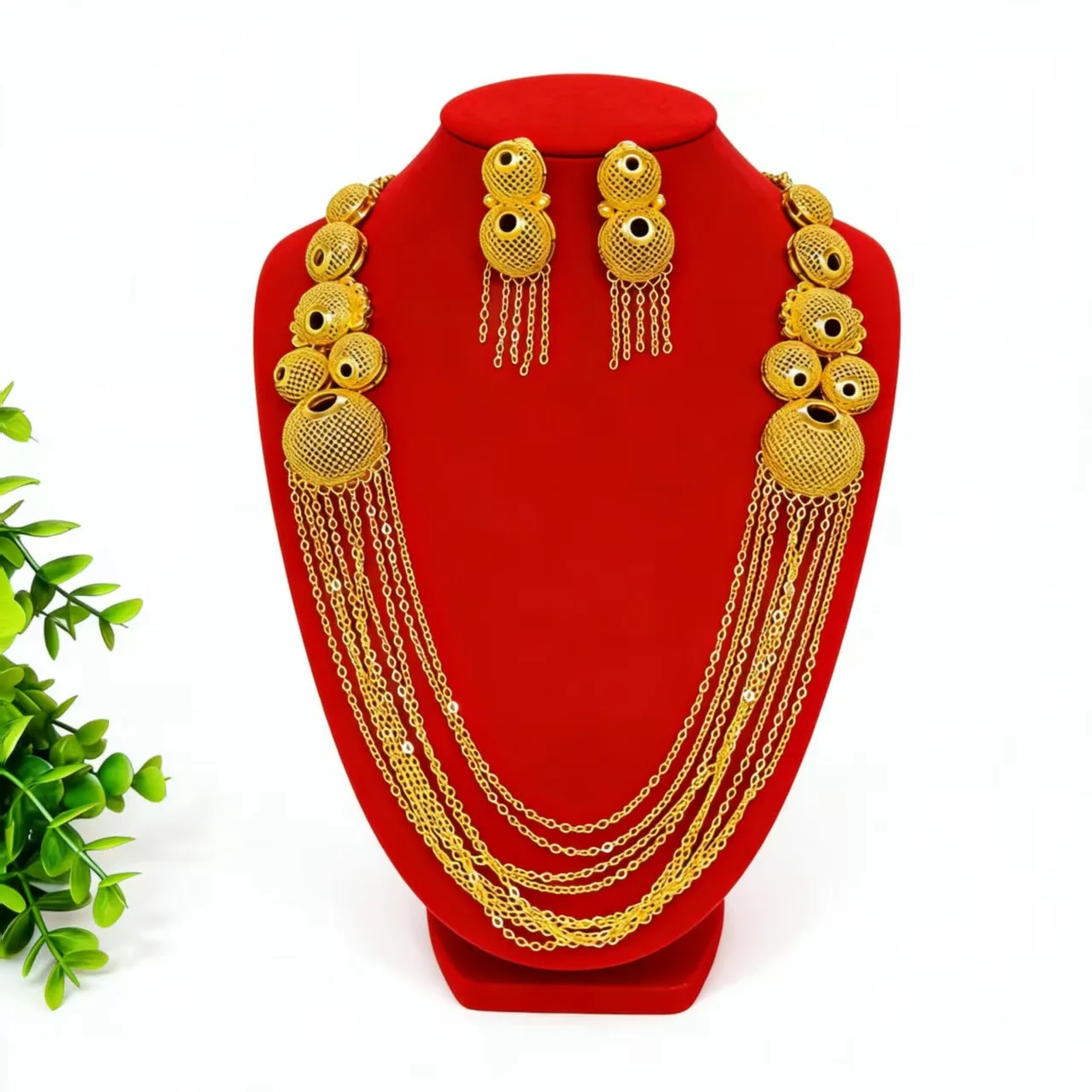 

New Fashion Dubai France 24K Gold Plated Necklace Earrings Exquisite Wedding Party Jewelry Set for Lovers 555