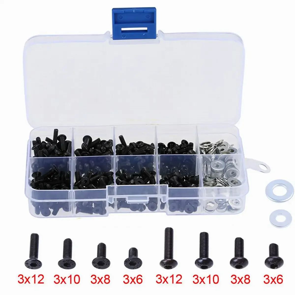340pcs RC Screw Kit & M3 M4 Bolts Washers Hardware Fasteners for Traxxas Axial Redcat HSP HPI Arrma Losi 1/8 1:10 Scale RC Cars