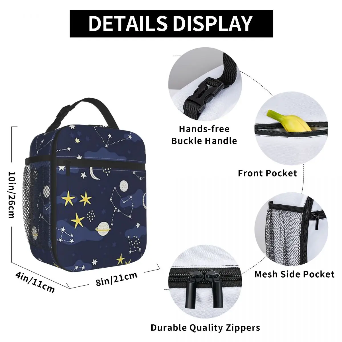Galaxy Cosmos Moon Stars Astronomy Universe Insulated Lunch Bag for Women Office Cooler Thermal Food Box Tote Lunch Boxes