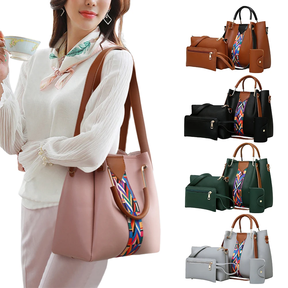 4pcs Multifunctional Women's Handbag Set,Large Capacity Tote Shoulder, Cross-Body, Wallet Kit,Fashion Large Capacity Handbag Set