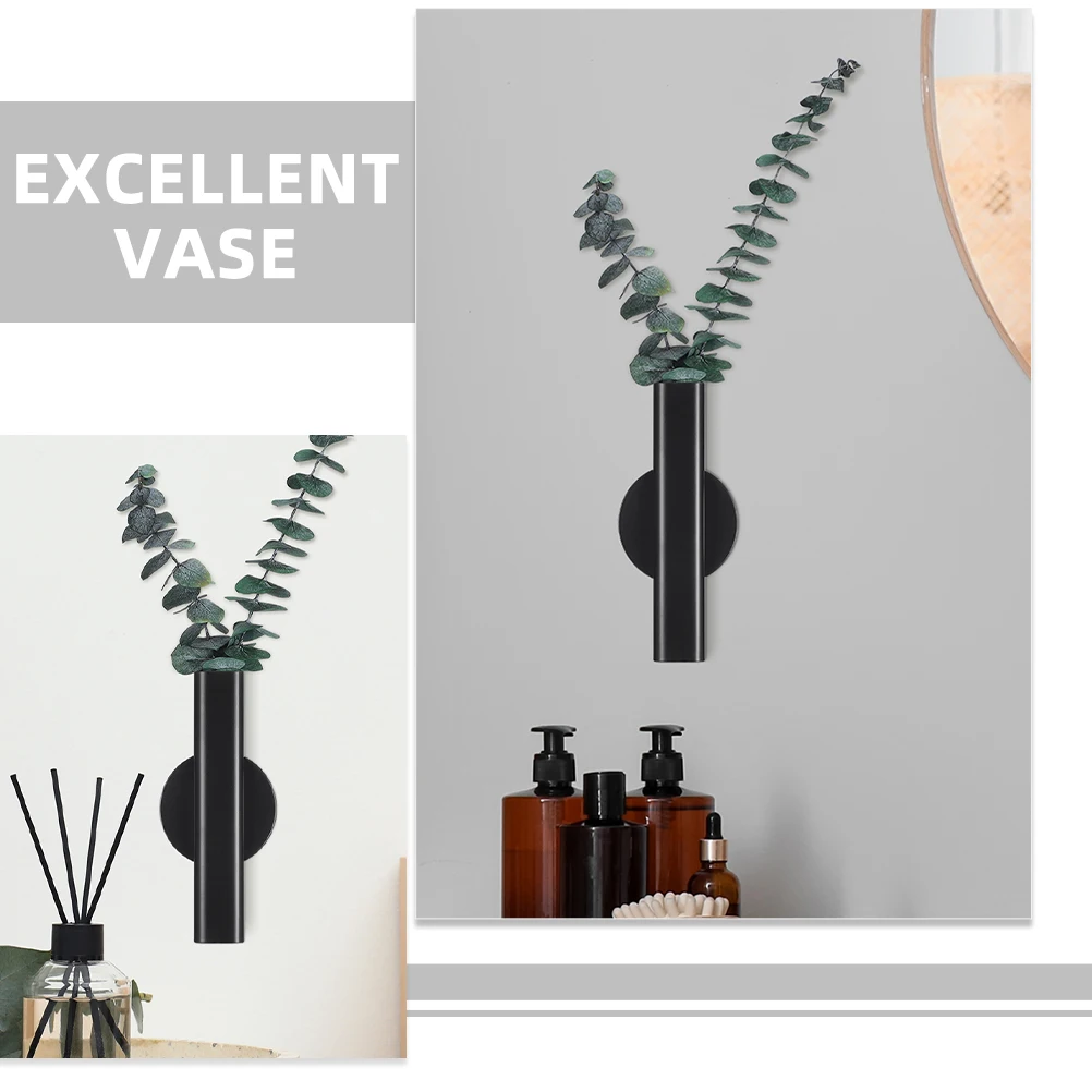 

2pcs Metal Mounted Hanging Planter Flower Holder For Home Bedroom Dormitory Flower Display Tube Vases For Flowers Minimalist