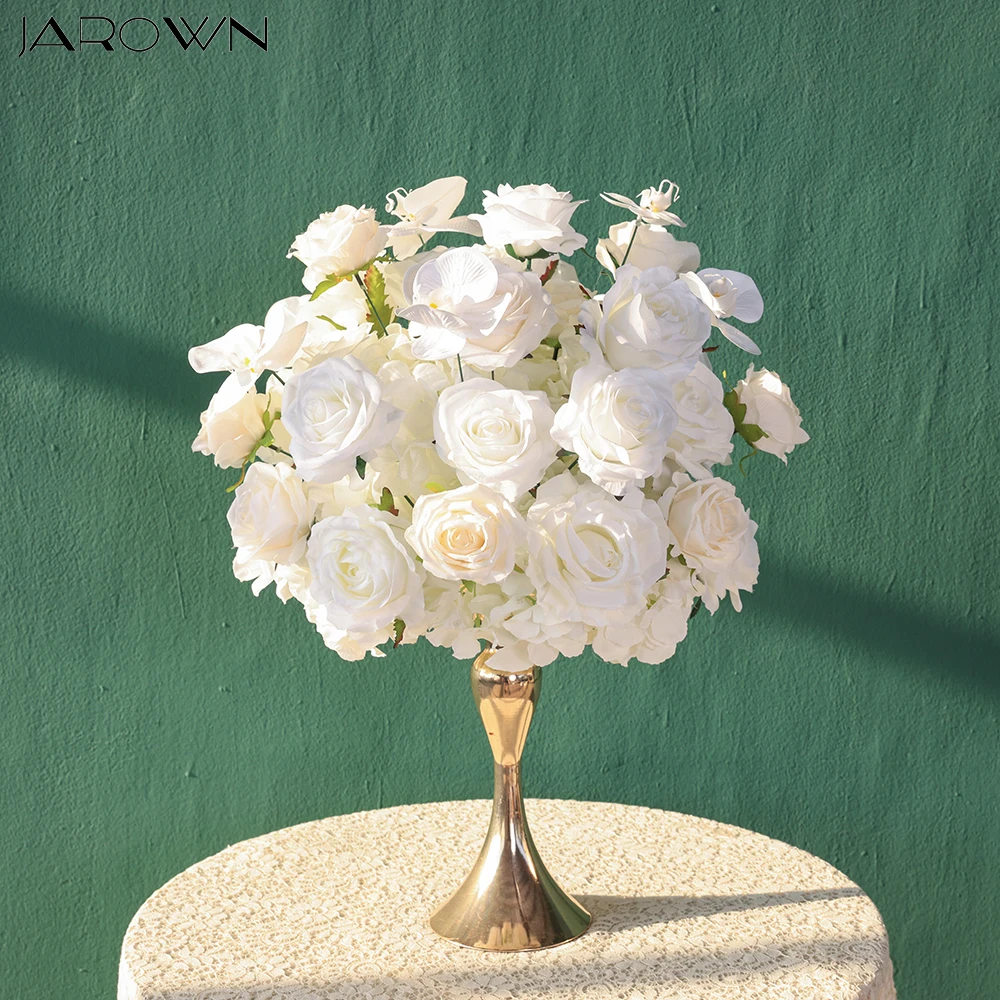 Luxury White Series Artificial Rose Hydrangea Phalaenopsis Flower Ball for Wedding Event Backdrop Decor Table Centerpieces