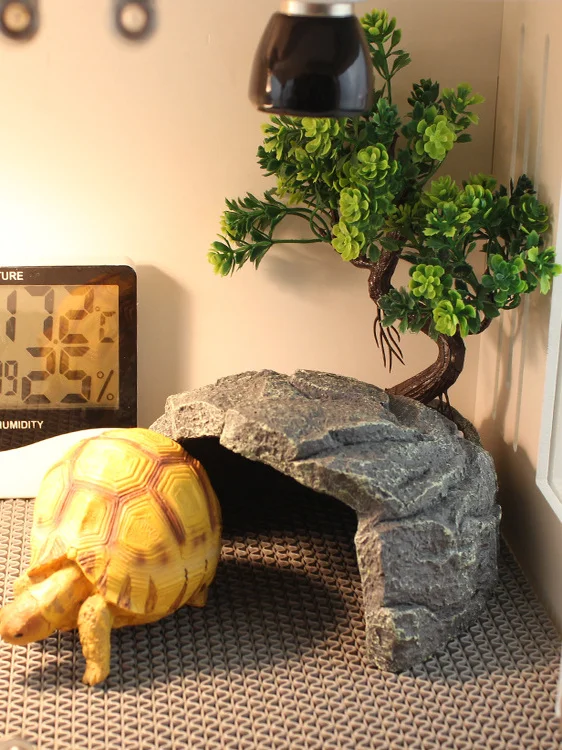 منصة تشمس السلحفاة الراتنج بيت تجنب عش الكهف للزواحف والبرمائيات مثل ركن Fs والسلحفاة