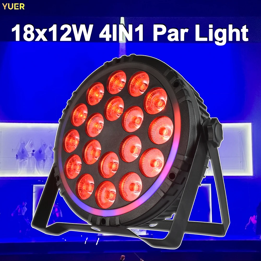 

YUER NEW 18x12W 4in1 LED Stage Light with Auxiliary Strip DMX512 RGBW Wash Light for Parties Events Weddings Clubs