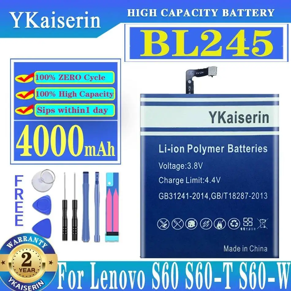 

For Lenovo S60 S60-T S60-W BL245 High-Capacity 4000Mah Good Low-Temperature Performance Mobile Phone Battery