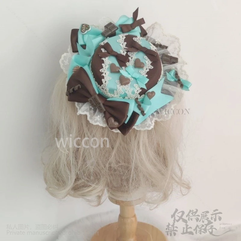 Halloween Mint Green Chocolate Sweet Lolita Lace Hair Hoop Anime Maid Cosplay Headband Headwear Accessory Hat Made Wholesale