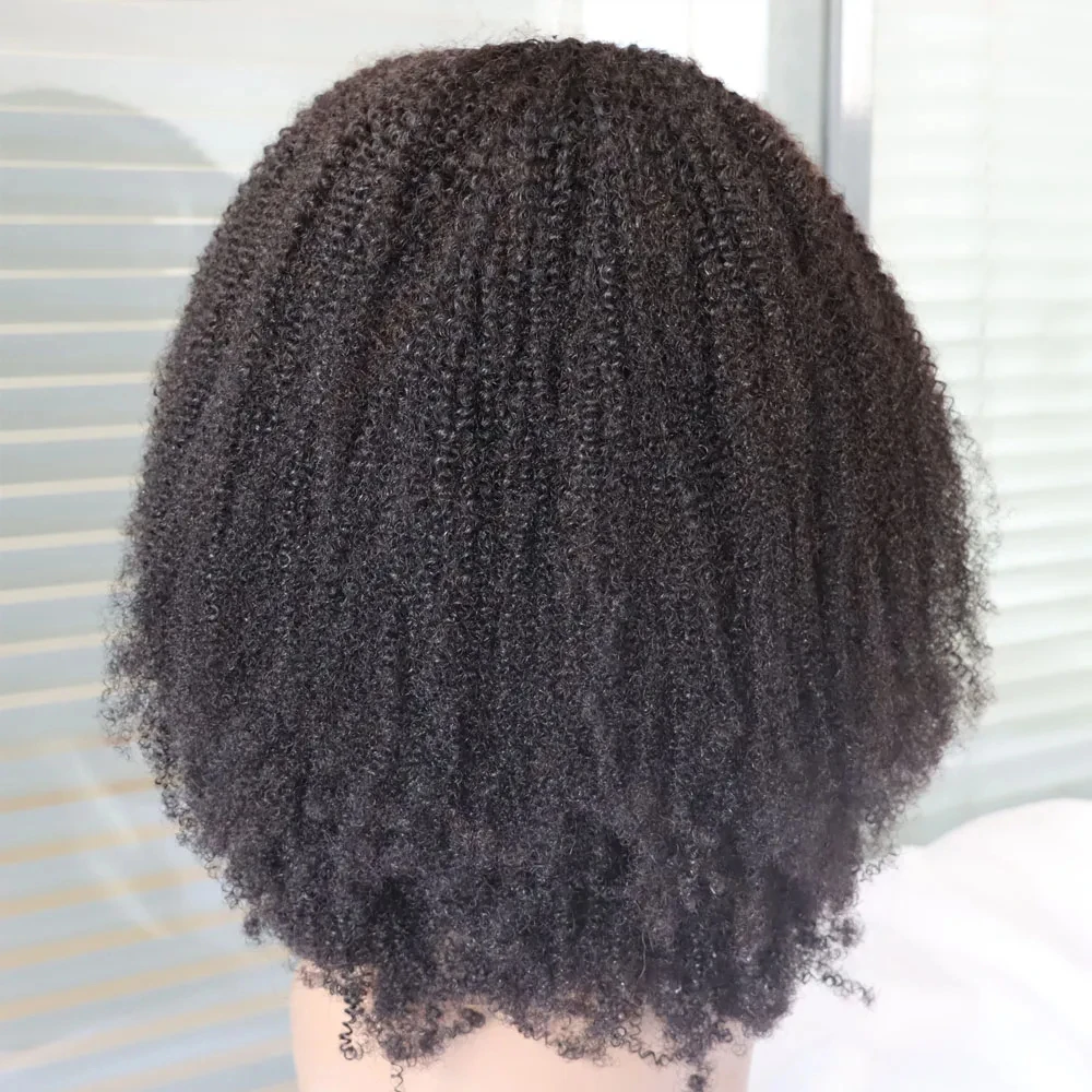 아프로 곱슬곱슬한 버진 레미 인모 부분 가발 짧은 브라질리언 헤어 V파트 가발 인모