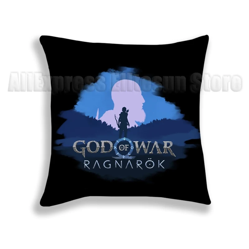 God of War Ragnarok Pillow Cover Kratos Atreus Sofa Chair Anime Polyester Cushion Cover Pillowcase Cartoon Pillowcase No Insert