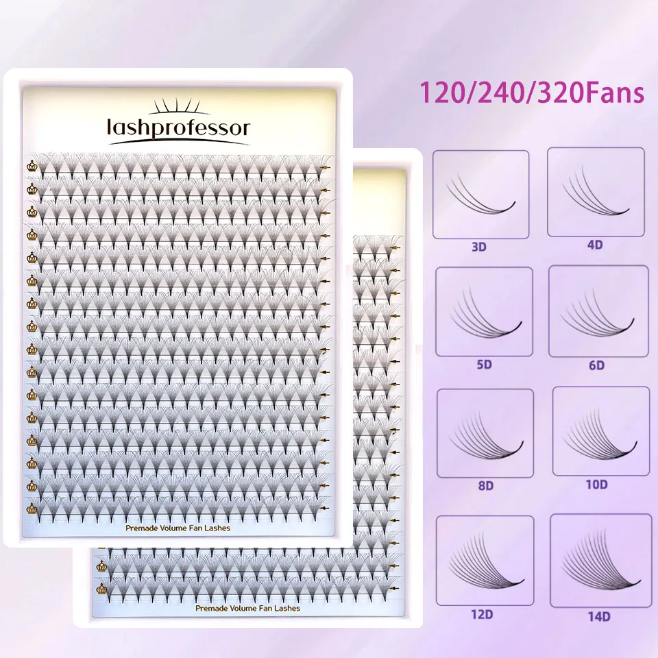 

Lashprofessor Sharp Narrow Stem Premade Fans Eyelash Extension 5D 6D 10D 12D Thin Pointy Base Russian Fans Ready Russian Volume