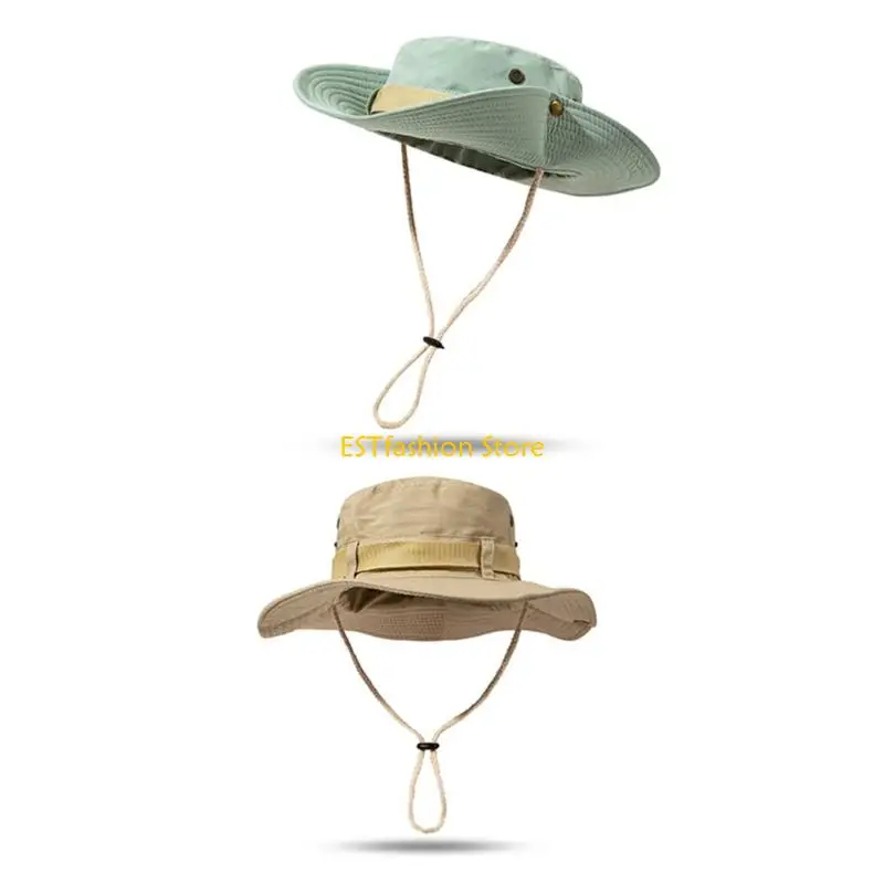 

Y5GC Солнцезащитная широкополая шляпа с ремешком на подбородке, складная конструкция для любителей активного отдыха на открытом