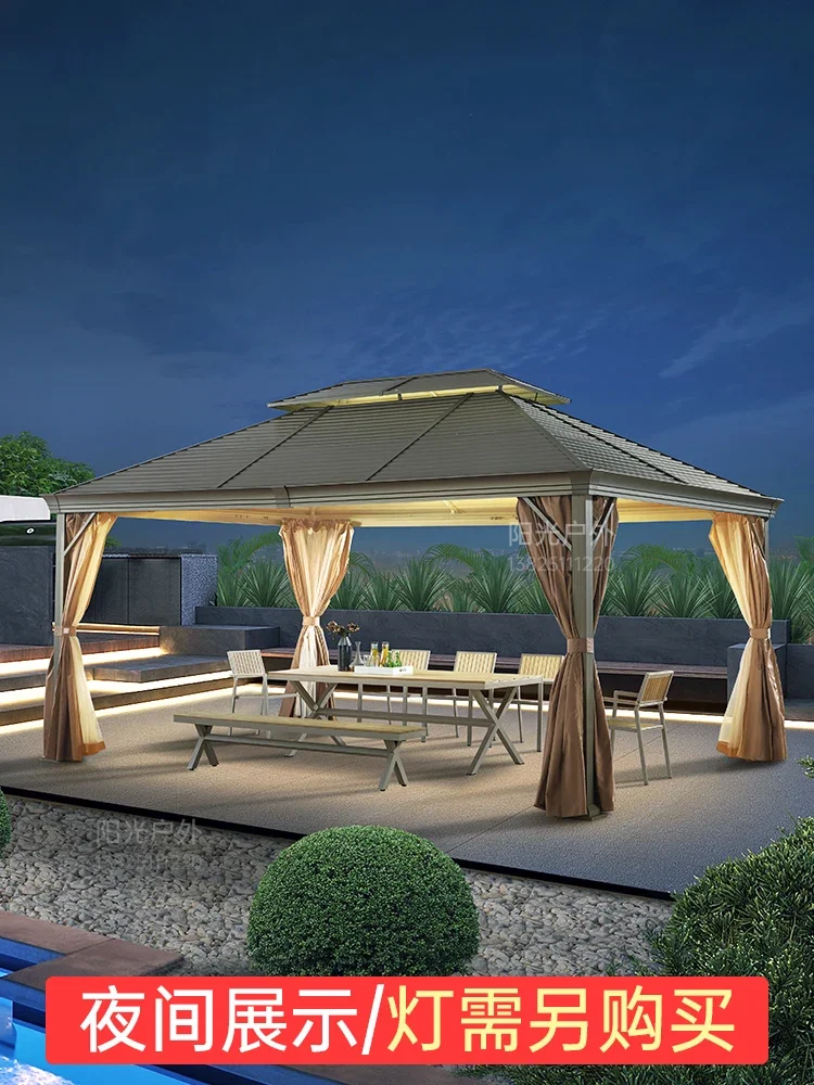 Outdoor pavilion courtyard aluminum alloy tent garden outdoor terrace awning villa rooftop sun room four corner pavilion