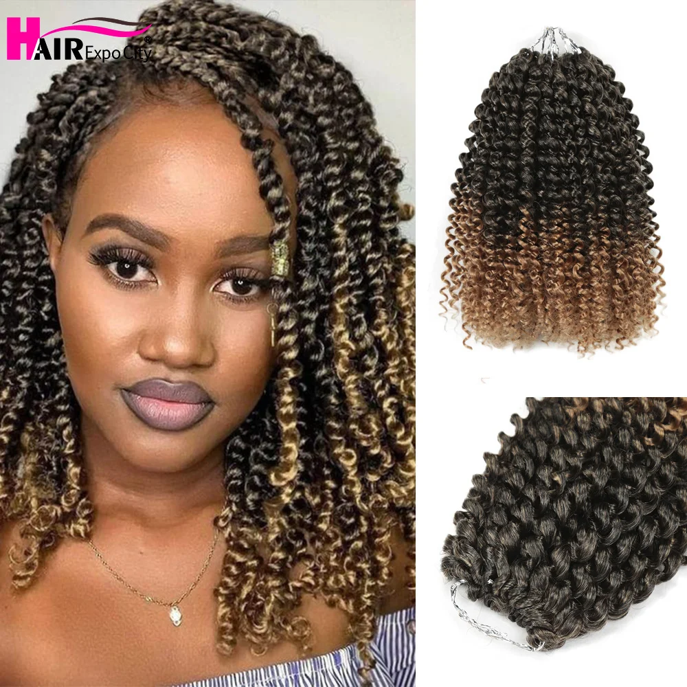 10 "onda de água do cabelo da torção da paixão curto crochê para a borboleta locs natural sintético primavera torção trança do cabelo expo cidade