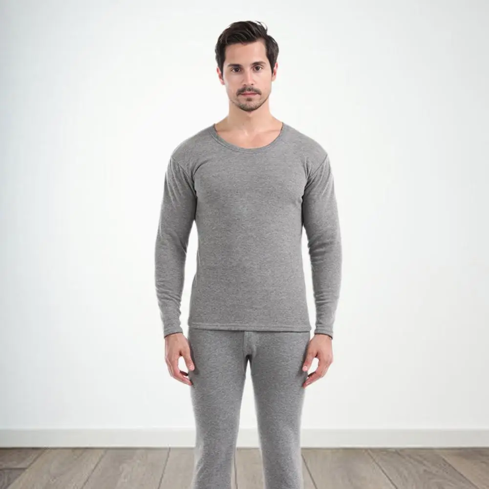 Non-shedding Lint Thermal Outfit High Elasticity Men's Thermal Underwear Set with Slim Fit Design for Winter Sports Pajamas