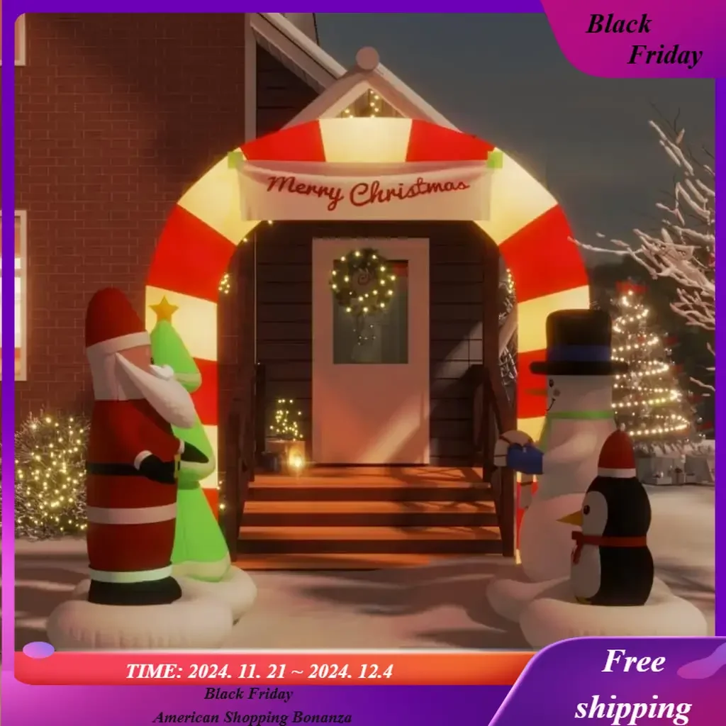 

Christmas Inflatable Santa & Snowman Arch Gate LED Christmas Inflatable Santa and Snowman Arch with LED Lights