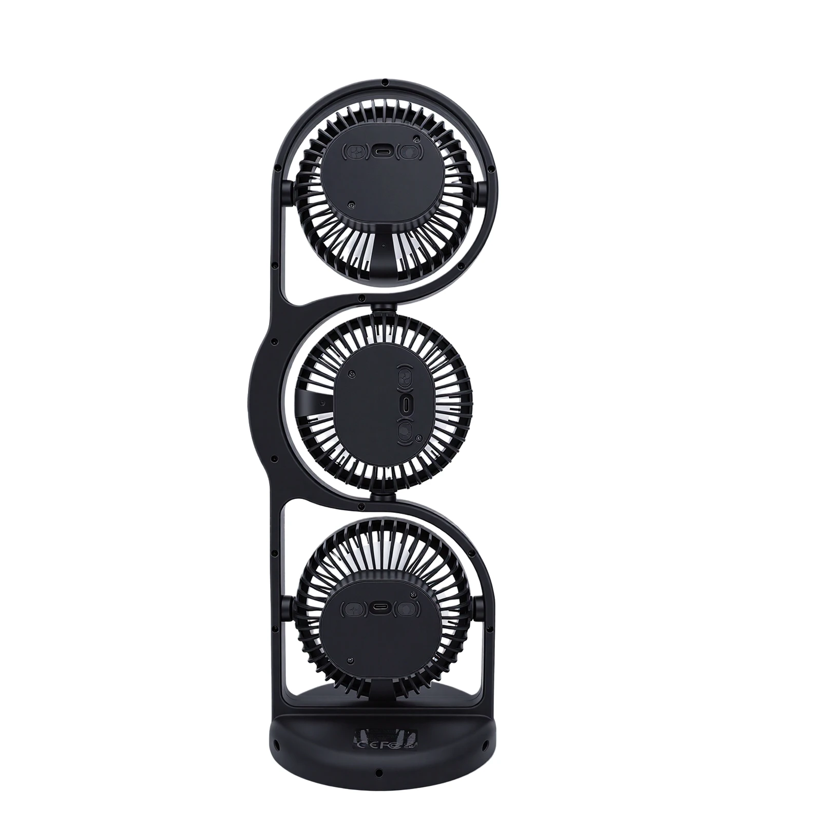 Desk Fan USB Rechargeable Portable 3 Head Fan with Multiple Speed Settings Light for Study Work Outdoor 3 Head Fan Table Fan