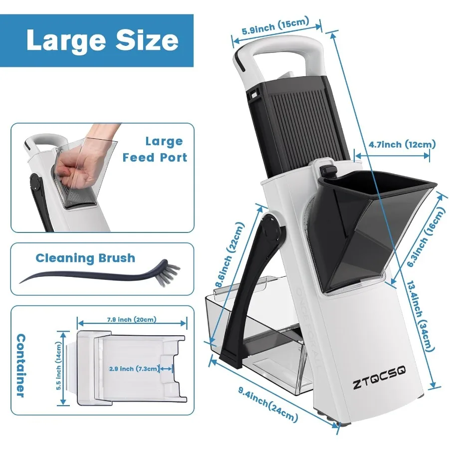 قطاعة ماندولين الكل في واحد مطورة لاستخدام المطبخ مع شفرات قابلة للفصل بسمك التقطيع قابلة للتعديل لمعرف القطع الدقيق #6