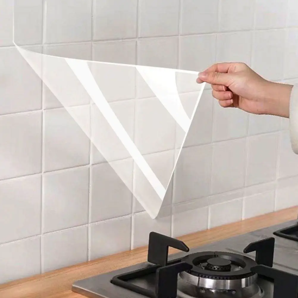 1 Roll Transparent Oil Proof Kitchen Wall Sticker Waterproof Self Adhesive Wall Protector Kitchen Decor Sheet Cabinet Liner