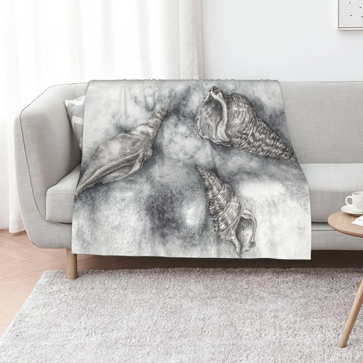Three shells living together in monochrome harmony. Throw Blanket Comforter Giant Sofa Soft Big Thermals For Travel Blankets