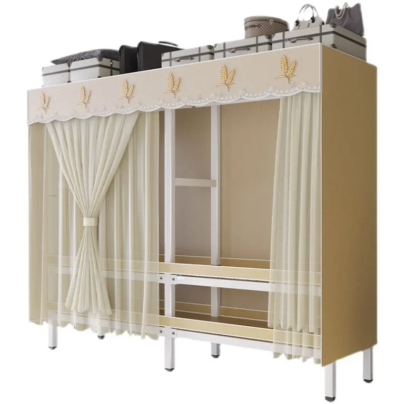 

Installation-free full steel frame gauze curtain wardrobe household bedroom rental room modern simple cloth wardrobe