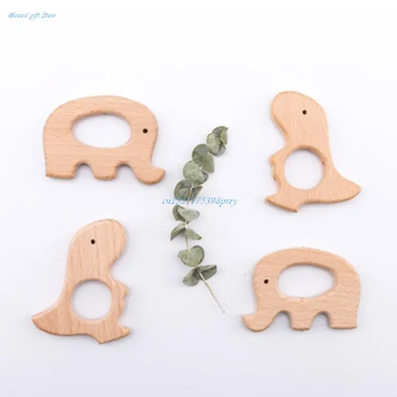 1pc BPA Free Beach  Baby Teether Leaf Shape Wooden Newborn Teething Ring Unfinished Baby Grasping Montessori Bracelet Toys