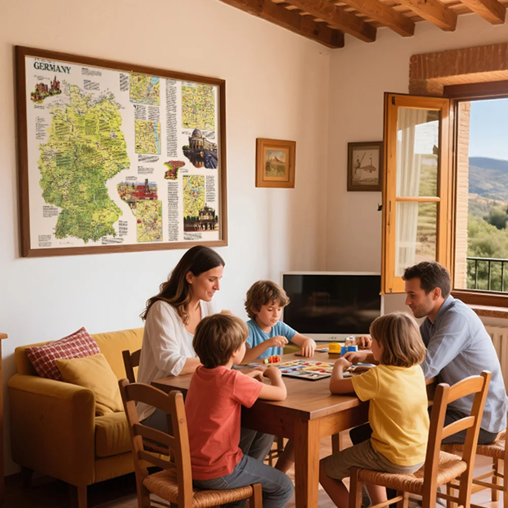 레트로 독일 여행자지도 스프레이 포스터 배경 천 예술적 벽 인쇄 거실 홈 빈티지 장식