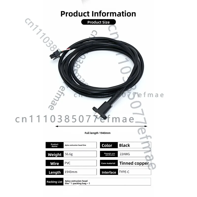 For Elegoo Neptune4 Plus/Max 3D printer 4PLUS extrusion head Type-C hot end wire
