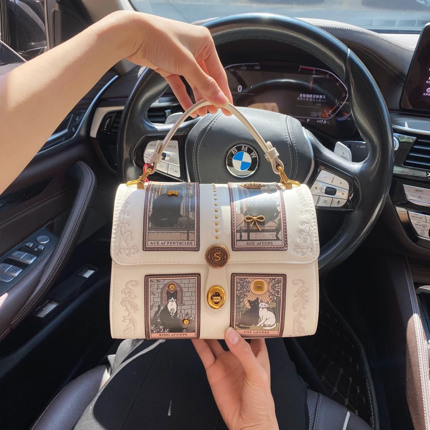 

Универсальная и роскошная сумка-бостон с модным принтом кошки и изысканной вышивкой, новая трендовая женская сумка через плечо 2026 года