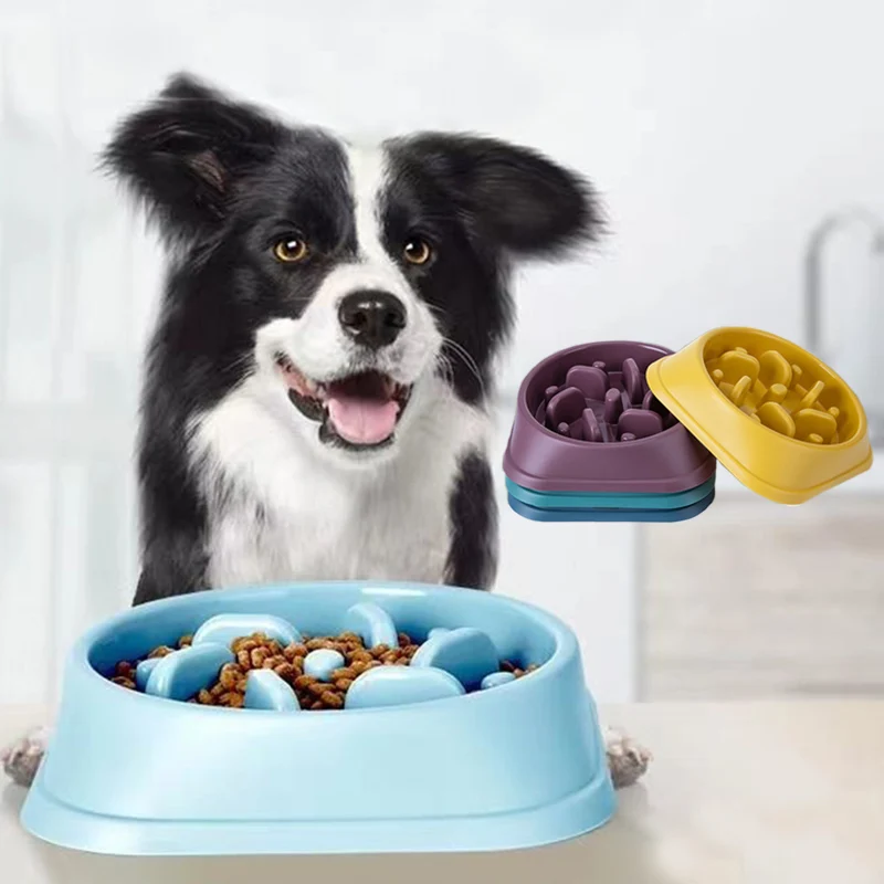 Healthy Eating Slow Feeder Dog Bowl for Small Medium Large Dogs Cats Puppy Non-slip Solid Round Bowl Pet Supplies comedero perro