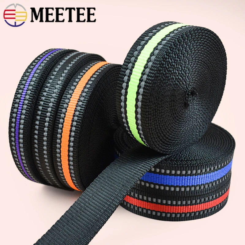 

10Meters 15/20/25mm Nylon Reflective Webbing Starp Dog Collar Safety Ribbon Garment Bias Binding Belt Sling Sewing Accessories