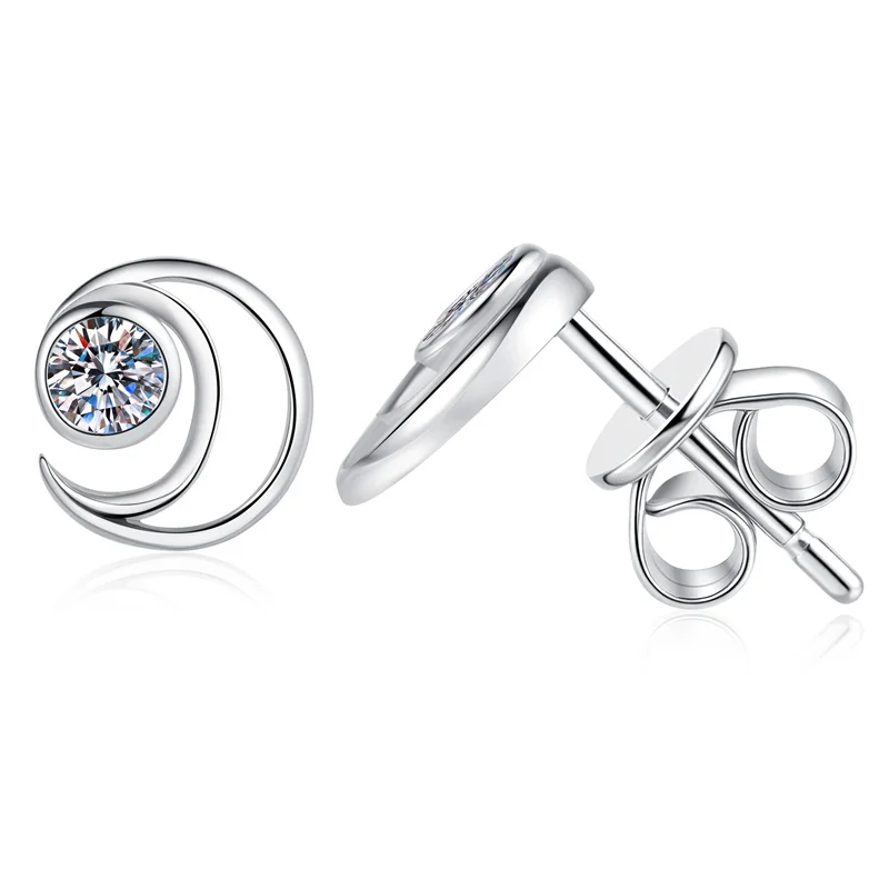

ZFSILVER модные свежие классические серьги из серебра 925 пробы с муассанитом 0,5 карата, дизайн с луной и звездой для очаровательных женщин, аксессуары, ювелирные изделия, подарок E269