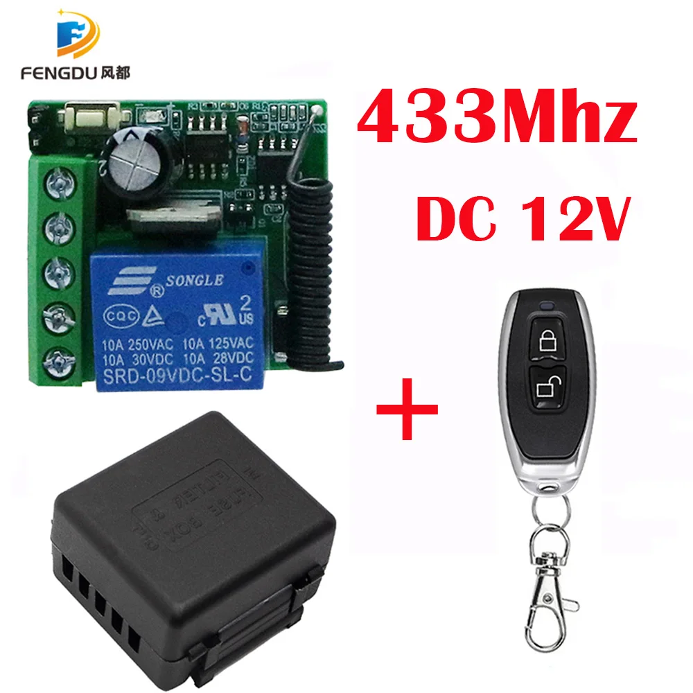 وحدة ترحيل صغيرة مفتاح لاسلكي ، تشغيل وإيقاف ، وحدة تحكم عن بعد ، RF ، DC ، 12V ، 1CH ، MHz