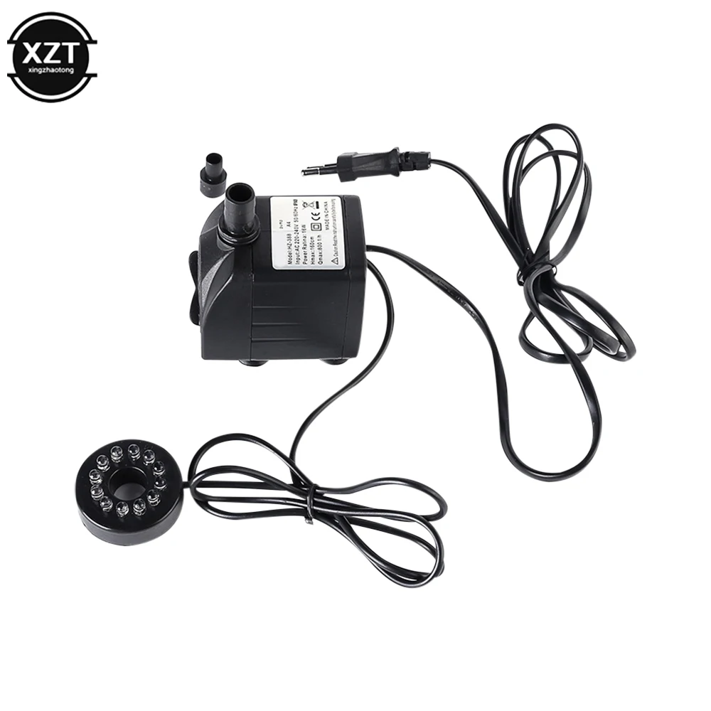 AC 220V 10W Submersible Water Pump With LED Ligh Aquarium Fountain Air Fish Pond Tank Water Pump Supply EU Plug