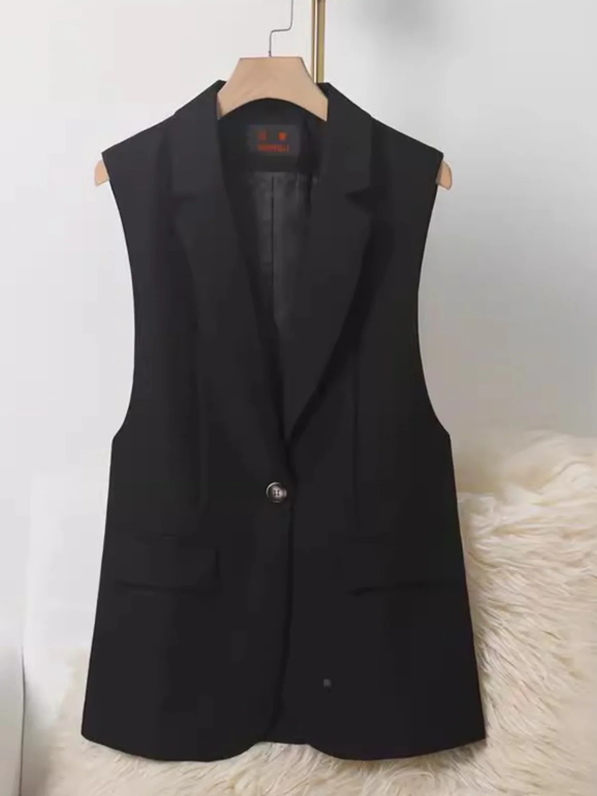 

Faionable Ladies' Suit Vest 2025 Spring Autumn New Sle Svel Outwear Ele Commute Pure Color Button Design