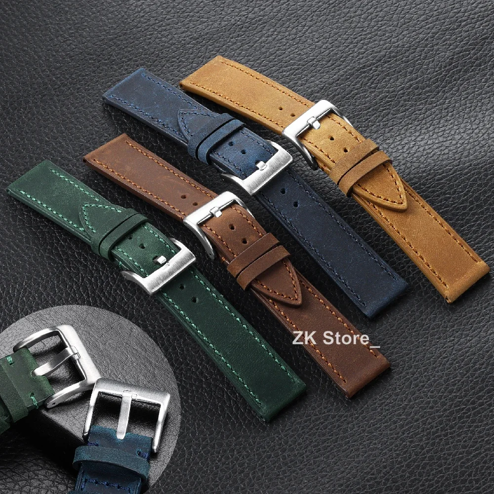 Vintage Genuine Cowhide Watch Band for Citizen Watch Strap 18mm 20mm 22mm Quick Release Link Pins Replacement Bracelet Straps