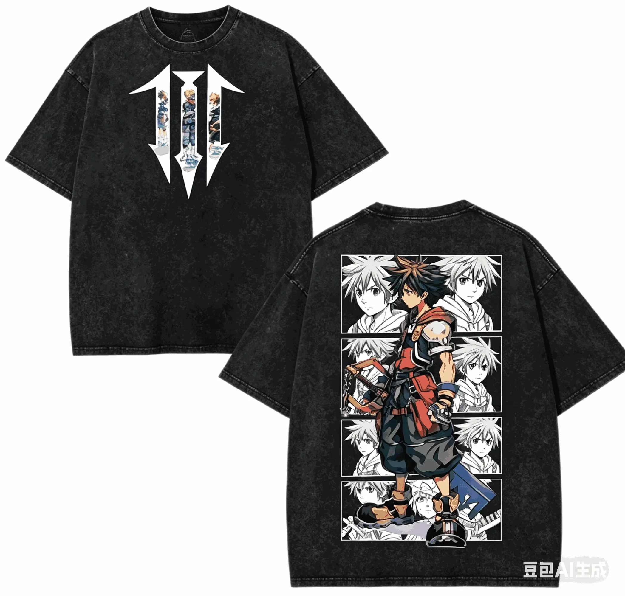 Kingdom Hearts Washed T Shirt 2026 New Model Personality Clothes Shirt Year Round Clothing Streetwear Trendy Vintage Breathable