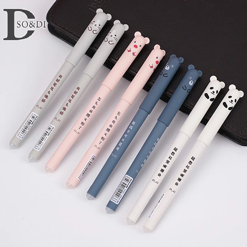 4Pcs Cute Cartoon Bear Erasable Neutral Pen Creative Replaceable Refill Writing Pen Student Stationery School Supplies Gifts