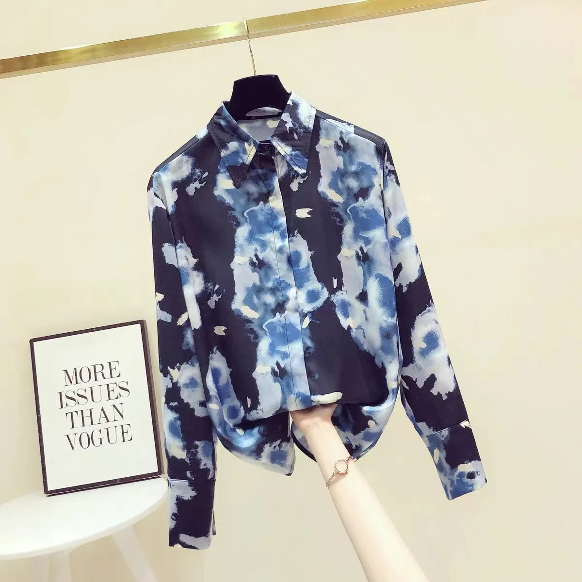 Design Ink-dyed Satin Long Sleeve Shirt Women Texture Temperament Chic Shirt Niche tops