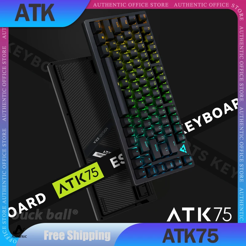 

ATK75 Mechanical Gamer Keyboard Esports Magnetic Switch 68Keys Wired Keyboard CNC Cover RGB Hot-Swap V-Hub Gaming Keyboards Gift