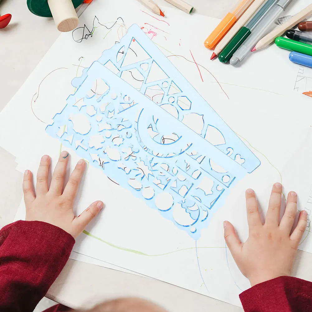 8 قطعة قوالب رسم نمط الهندسة الإستنسل مسطرة قياس بلاستيكية لصياغة الطلاب الهندسة المعمارية