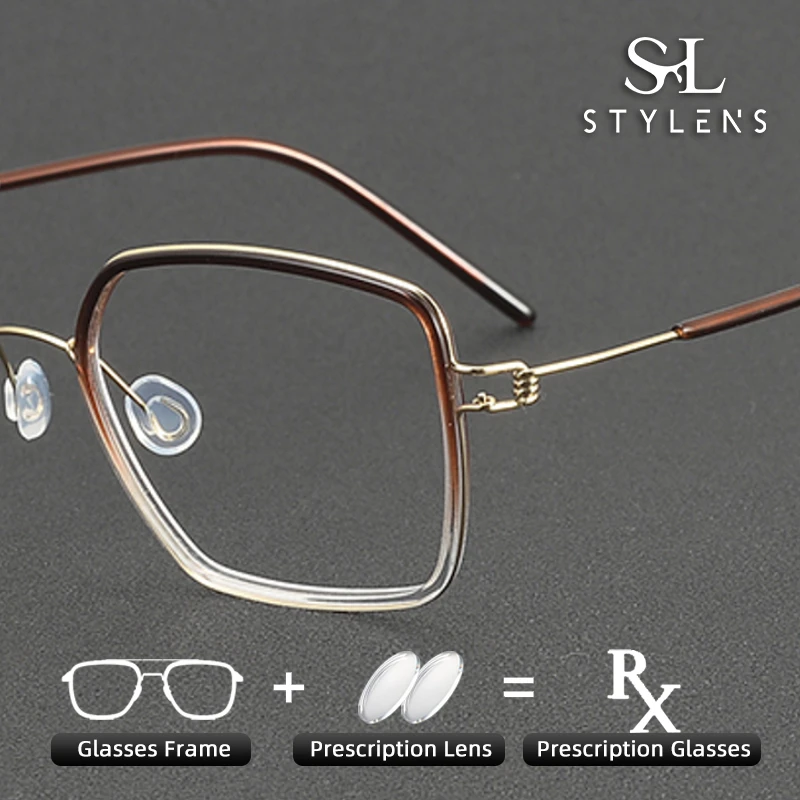 

STYLENS Designer Designs Acetate Pure Titanium Prescription Eyewear Trendy Screws Men Women Anti Blue Light Myopia Eyewear 81046