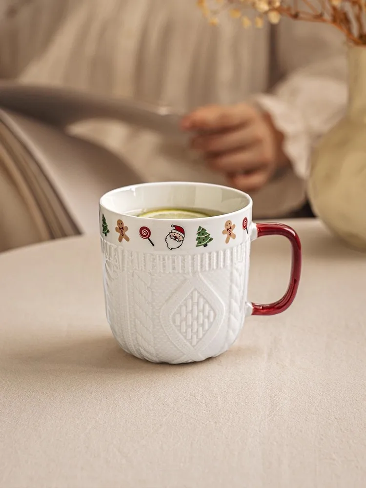 

1 шт., рождественский свитер с тиснением, керамическая кружка для кофе, подарок на день рождения, кружка для питьевой воды для девочек, милый рождественский свитер с рисунком, кружка