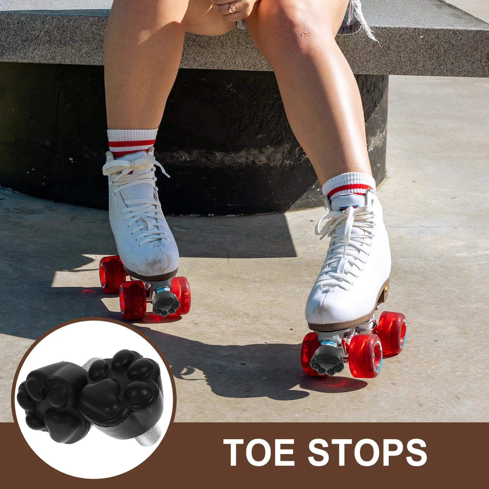 

2Pcs Roller Skates Toe Stopper Adjustable Rubber Brake Cat Paw Shape Skating Stopper for Safety Lightweight Durable Brakes