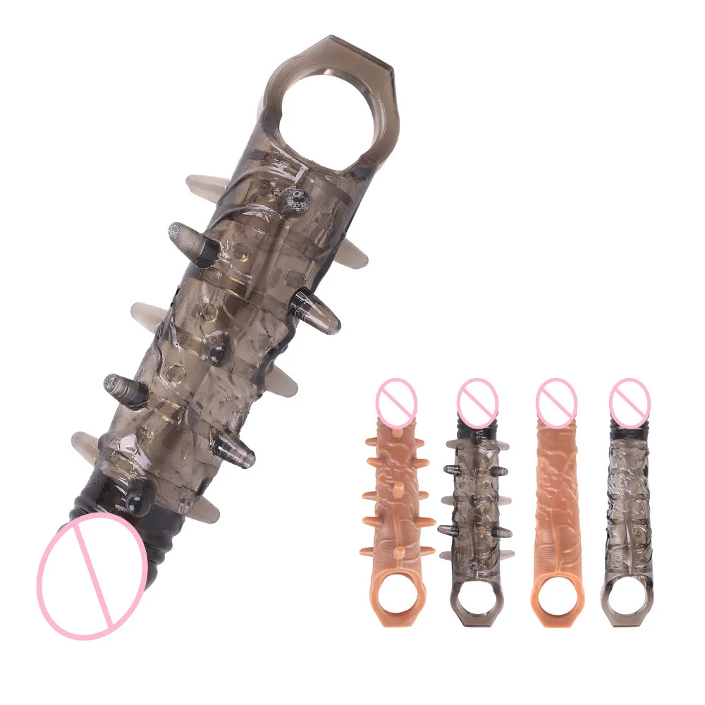 Large Simulated Wolf Tooth Cover for Men, Lengthened and Bold with Vibrating Penis Cover, Large Thorn Soft Rubber Sex Products view 2