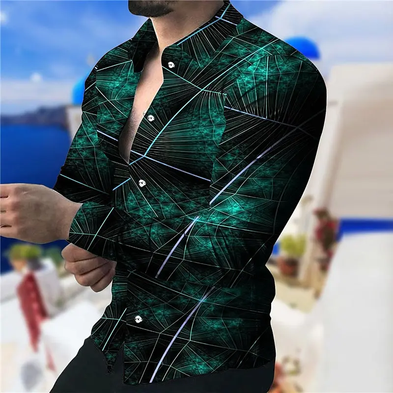 

Fashionable Men's Long Sleeve Shirt Trendy Design Starry Sky Luxury Shirt Men's Social Street Casual Lapel Shirt 2024